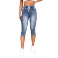 thumbnail image 4 of FASHIONWT Women Polycotton Denim Jeans Drawstring Torn Ripped Calf Length Pants, 4 of 5