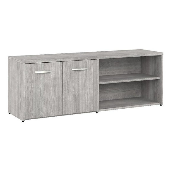 Pemberly Row Low Storage Cabinet with Doors in Platinum Gray - Engineered Wood