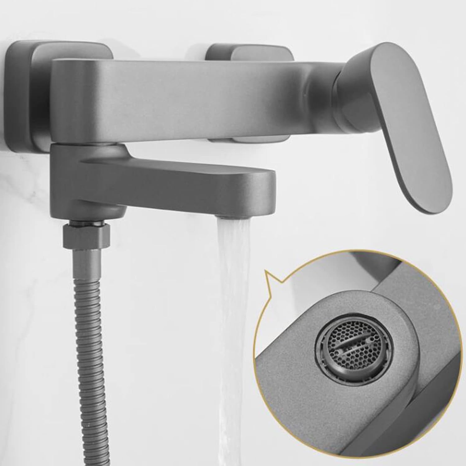 Bath Mixer Faucets with Shower Brass Hot and Cold Water Bathroom Bathtub Shower Set Gray
