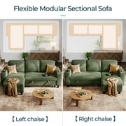 LINSY HOME L Shaped Sectional Couches for Living Room, Sleeper Sofa Bed with Reversible Storage Chaise, Pull Out Couch Bed with USB, Cup Holder, Dark Green