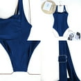 thumbnail image 4 of Trajes de baño de una pieza con realce y acolchado vintage para mujer Trajes de baño con control de barriga Trajes de baño de talla grande (azul marino) Zhivalor BST3003548-1, 4 of 5