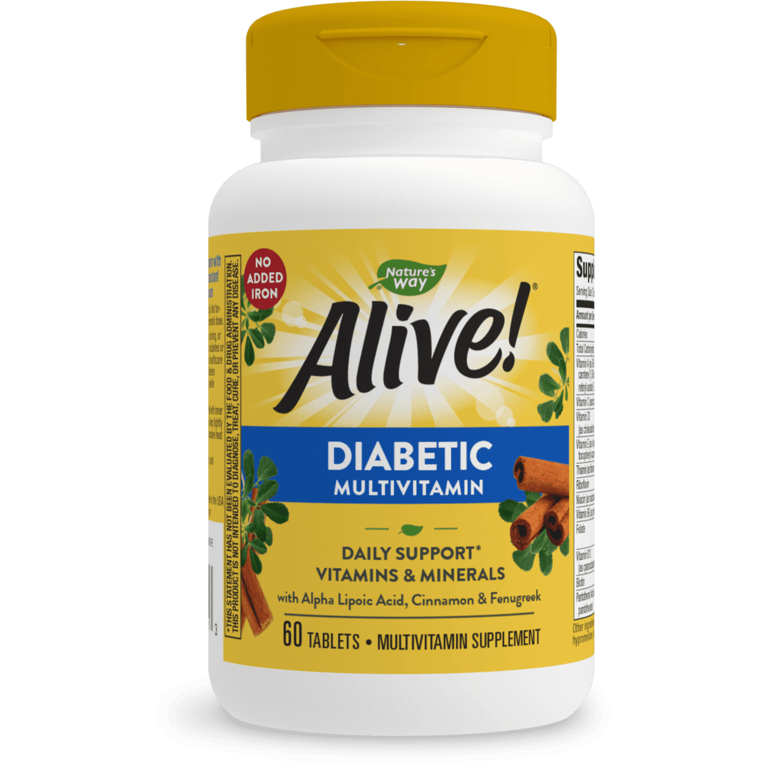 Alive! Diabetic Multivitamin Daily Support* Tablets, 60 Count