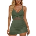 thumbnail image 5 of Aboser Womens One Piece Swimdress High Waisted Mesh Sheer Swimsuits Push Up Padded Bathing Suit Slim Fit Summer Beachwear, 5 of 9