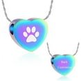 thumbnail image 2 of Paw Print Dog Cat Cremation Urn Necklace for Pet Ashes Stainless Steel Carved Paw Print Heart Ashes Pendant, 2 of 7