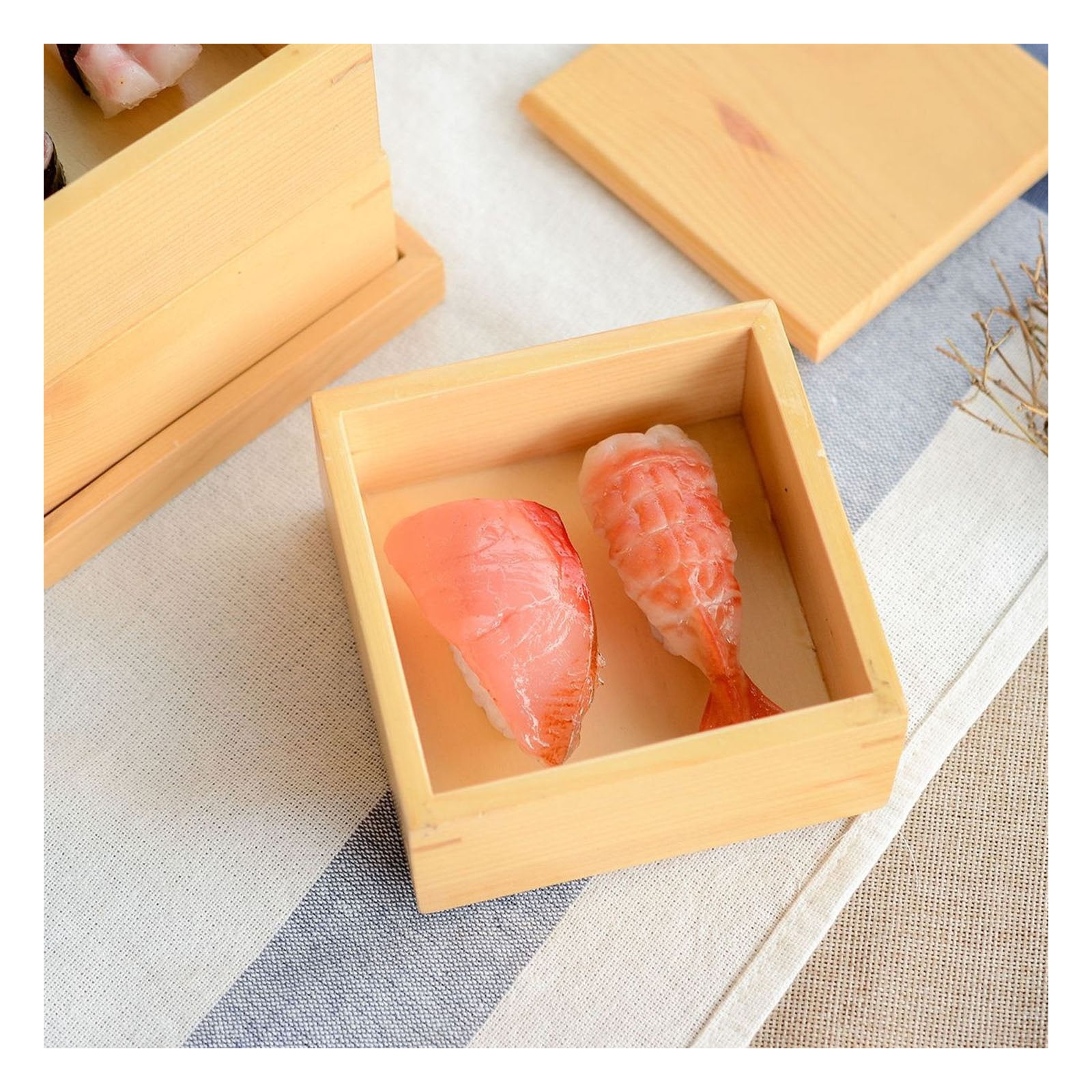 Portable Bento Box with Handle, Vintage Japanese Wooden Lunch Boxes for Food Prep Containers, Traditional Sushi Box for Home, Outdoor Picnic Farmhouse Wooden