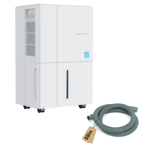Cobectal 50 Pint Portable Dehumidifier with Water Tank & Timer for Basement & Large Rooms
