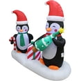 thumbnail image 4 of 6 Foot Long Christmas Inflatable TwoHappy Penguins Holding Christmas Tree, Gift Box & Candy Cane LED Lights Decor Outdoor Indoor Holiday Decorations, Blow up Lighted Yard Decor, Home Lawn Inflatables, 4 of 4