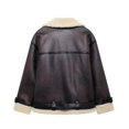 thumbnail image 4 of HH TRAF Chaqueta larga reversible todo en uno de piel retro a la moda para mujer, chaqueta cálida informal de calle con bolsillo y cremallera versátil para mujer, 4 of 5