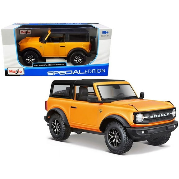 2021 Ford Bronco Badlands Orange Metallic with Black Top "Special Edition" 1/24 Diecast Model Car by Maisto