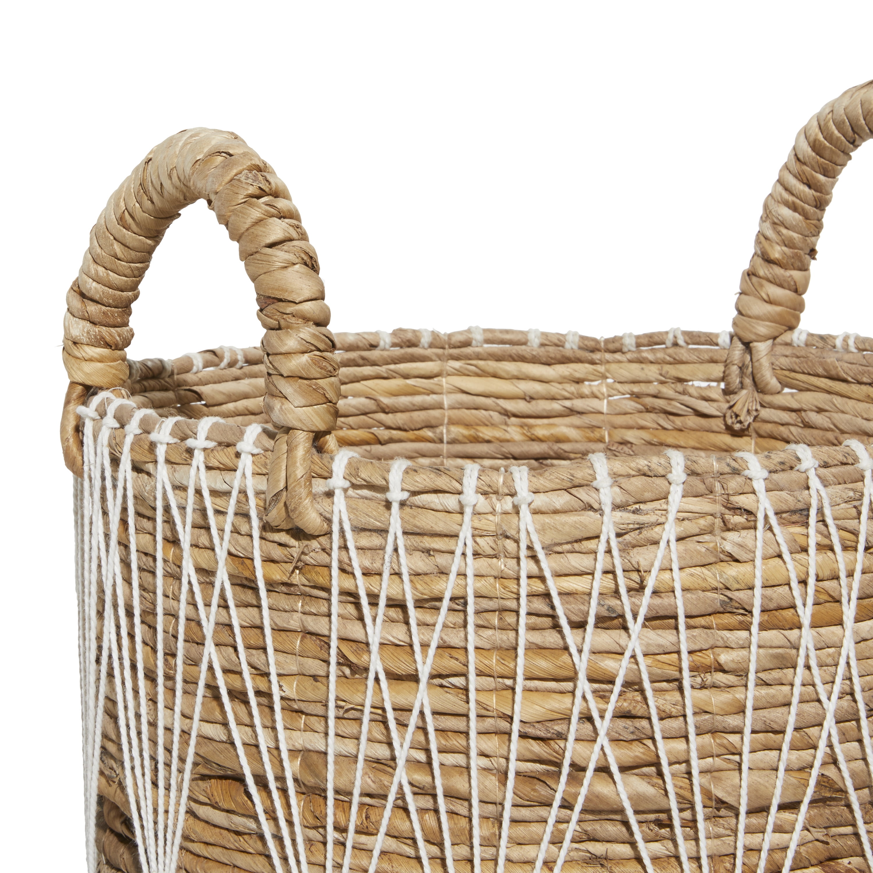 DecMode Bohemian Banana Leaf Storage Basket, 21", 19", 17"H, Brown, 3 - Pieces