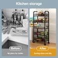 thumbnail image 6 of 5-Tier Slim Storage Cart with Wheels, 17.3" Narrow Rolling Storage Cart with Stackable Mesh Baskets, Handle & Hanging Boxes, Slim Rolling Cart for Kitchen, Bathroom, Laundry Room, Black, 6 of 8