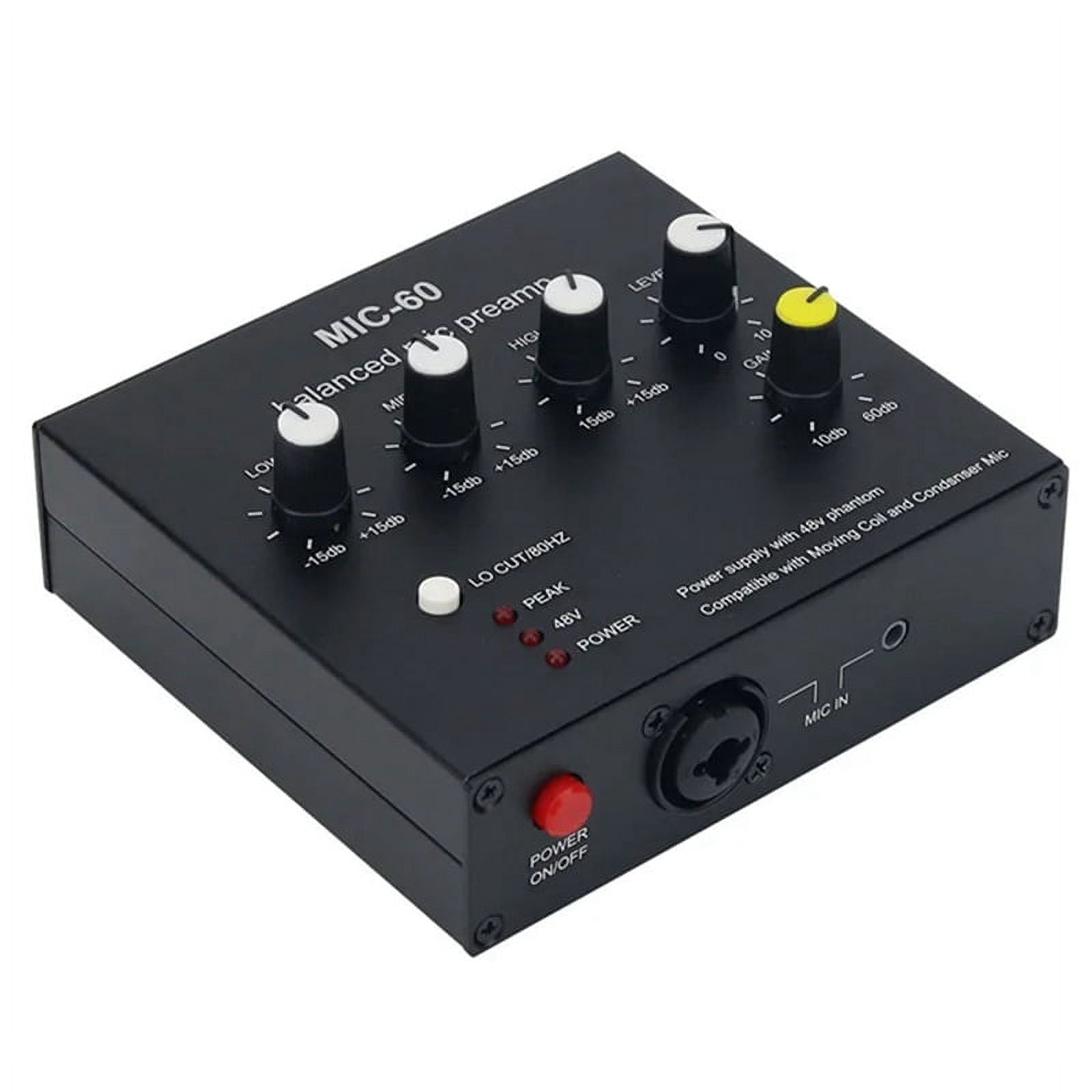 MIC-60 3-Band Equalizer Balanced Mic Preamp Microphone Preamplifier with DC Cable and 6.5mm Cable