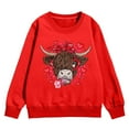 thumbnail image 4 of LUOGENLI Girl Sweatshirts Girls' Fashion Casual Round Neck Hoodless Long Sleeve Valentine's Day Printed Sweater Top Hoodies for Boys 12-14 Years Red Size 4-5 Years, 4 of 4