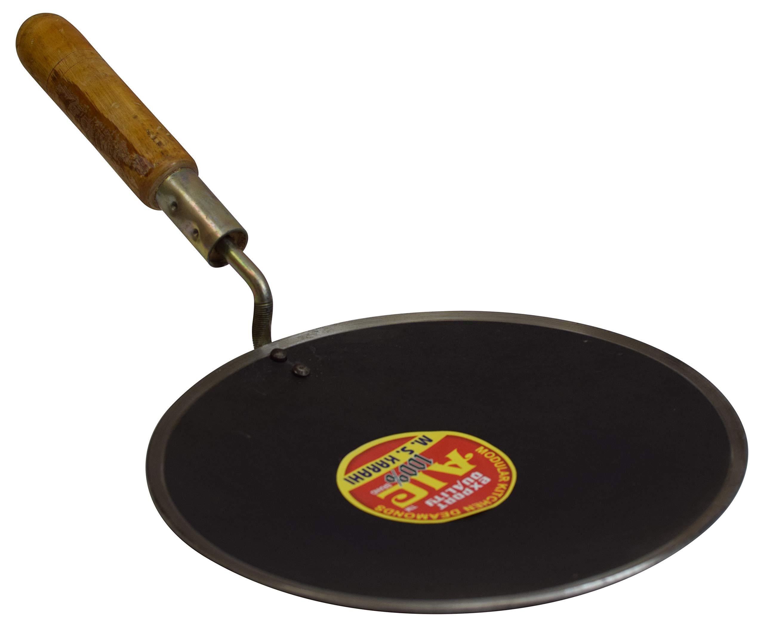 Red Carpet Iron Concave Tawa 12 Cookware Roti Maker chapati Maker Kitchen Tool Iron Tava with Wooden Handle 