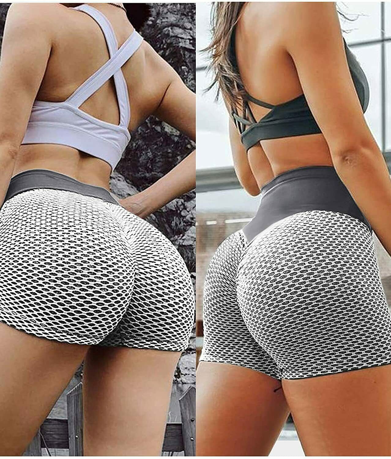 POP CLOSETS Women Tiktok Booty Shorts Butt Lifting High Waist Tummy Control  Workout Running Gym Textured Ruched Shorts 