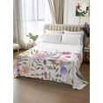 thumbnail image 2 of Botanical Floral King Size Flat Sheet, Wrinkleproof & Fadeproof Cooling Flat Bed Sheet Only, Spring Colorful Flowers Butterfly Breathable Soft Bedding Top Sheets 105 x 98 Inches, 2 of 8