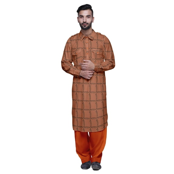 Atasi Classic Collar Long Sleeve Mens Pathani Kurta Salwar Wedding Kurta Set
