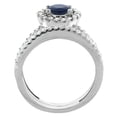 thumbnail image 2 of 14K White Gold Diamond Halo Natural Quality Blue Sapphire Round 6mm 2pc Engagement Ring Set, size 5.5, 2 of 4