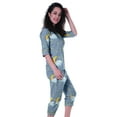 thumbnail image 5 of Moomaya Printed Cotton 3/4 Sleeve Shirt With Capri 2 Piece Nightwear Set Sleepwear For Womens, 5 of 7