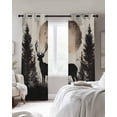 thumbnail image 3 of Retro Elk Blackout Curtains 63 Inch Length Black Elk Sunset Forest Animal Modern Art Nature Thermal Insulated Window Curtain Window Drapes 2 Panels for Bedroom Living Room 52"Wx63"L, 3 of 9