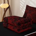 thumbnail image 5 of Erosebridal Red Gothic Skull Zipper Full Size Comforter Sets with Fitted Sheet and 2 Pillowcases for Women Girls, Baroque Damask Floral Print Zipper Bedding Set, Black Reversible, 4-Piece, 5 of 7