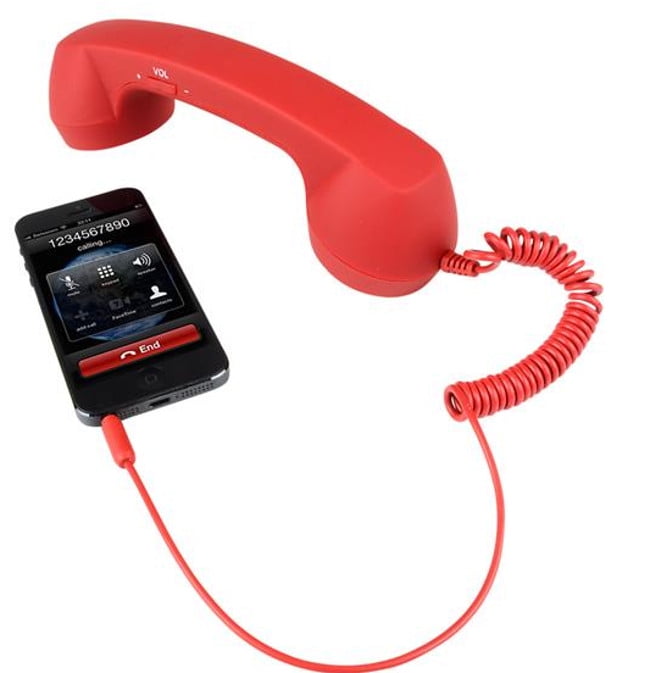 Retro Phone Handset Adapter Red Cell IPhone Android 3.5mm Classic