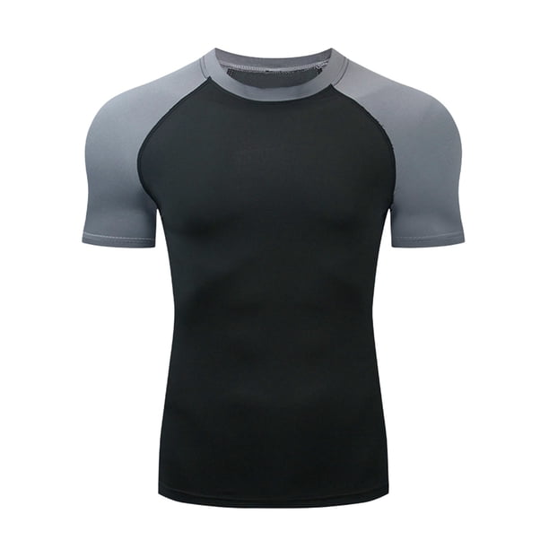 Mens Calcetines para Deportes Alto Elástico Cuello Redondo Manga Larga Camiseta de Fitness, Camisetas Casuales para Hombre para Correr Entrenamiento de Yoga