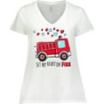 thumbnail image 3 of Inktastic Set My Heart on Fire Valentine Fire Truck with Hearts Women's Plus Size V-Neck T-Shirt, 3 of 5