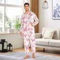 thumbnail image 3 of Adult Onesie Pink Butterfly Zipper One-Piece Pajamas Unisex with Pockets, 3 of 6