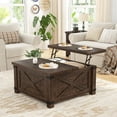 thumbnail image 3 of EnHomee 35.6" W Coffee Table with Lift Top Farmhouse Coffee Table with Large Hidden Storage Compartment Wood Square Coffee Table for Living Room Rustic Top Table for Home, Rustic Brown, 3 of 9