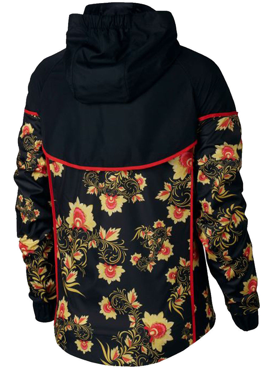 Nike Womens Sportswear Floral Print Windrunner Jacket Navy/Black New (Black,XS) - image 2 of 2