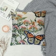 thumbnail image 2 of JEUXUS Floral Butterfly and Vintage Herbs Plants Green Garden Nature Tufted Floral Print Pillowcase White, 2 of 5