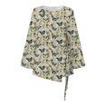 thumbnail image 2 of Gibobby Playeras Mujer Top casual de manga larga con cuello redondo y estampado floral de otoño/invierno para mujer（Beige， XL), 2 of 4