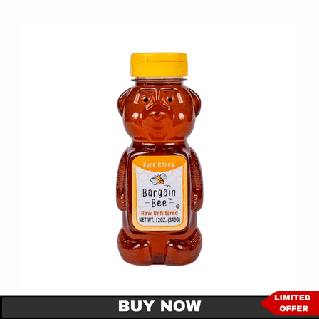 Bargain Bee Pure Raw Unfiltered Honey – 12 fl oz Natural Sweetener