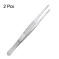 thumbnail image 3 of Uxcell 2 Pcs 6.3-Inch Stainless Steel Straight Blunt Tweezers with Serrated Tip Polish, 3 of 8
