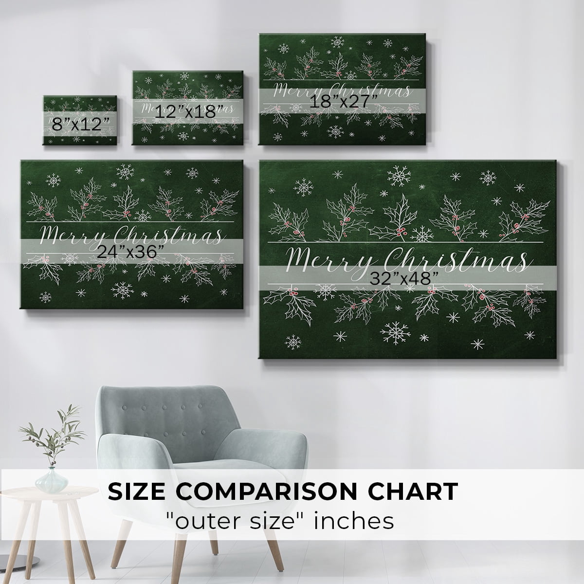 Merry Christmas Holly- Gallery Wrapped Canvas