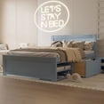 thumbnail image 3 of Full Bed with Storage Drawer, Solid Wood Platform Bed with 2-in-1 Convertible Night Stand-2 Shelves, No Box Spring Needed, Easy Assembly, Gray, 3 of 8