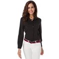 thumbnail image 2 of Atnlewhi Women Basic Long Sleeve Button Down Shirts Simple Pullover, Black, L, 2 of 10