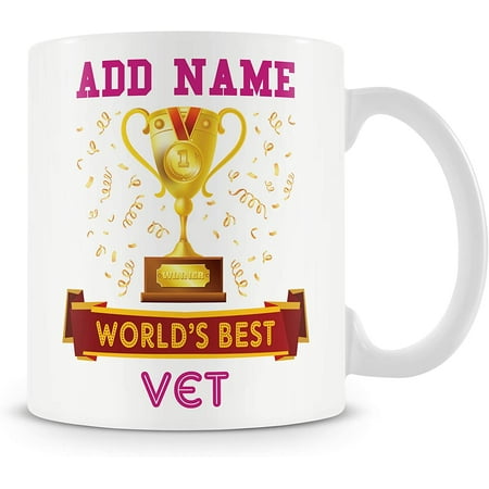 

Vet Mug - Worlds Best Mug Gift - Customise with Name - Pink