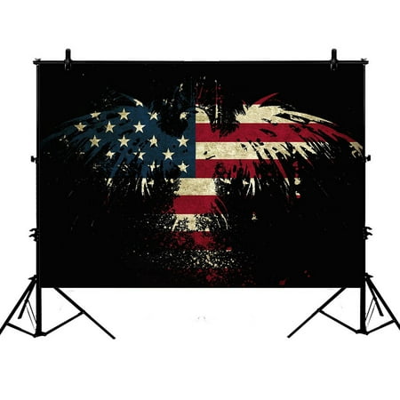 Image of GCKG 7x5ft Abstract Bald Eagle American Flag the U.S Flag Stars and Stripe Flag Polyester Photography Backdrop Studio Photo Props Background