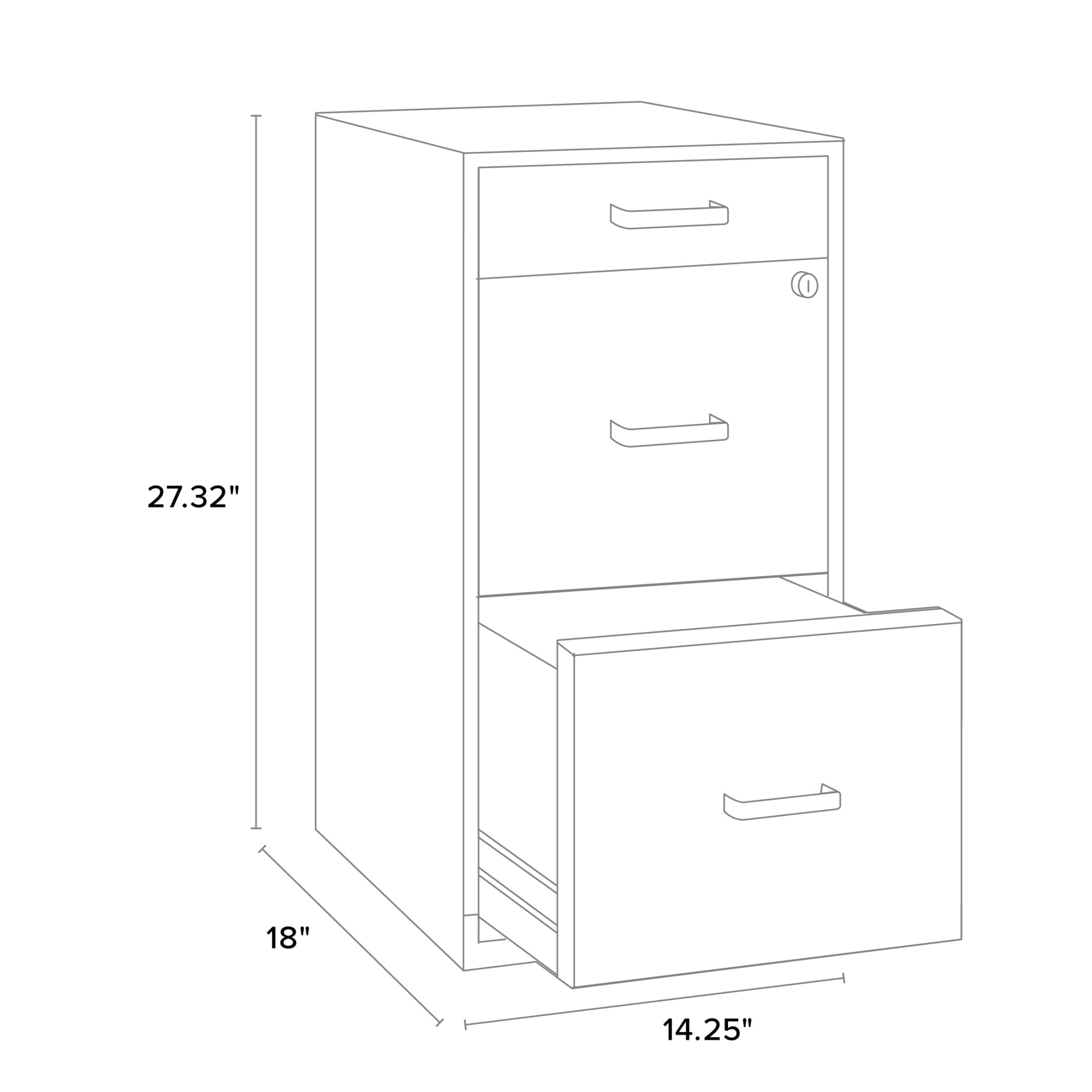 Space Solutions 3 Drawer Letter Width Vertical File Cabinet with Pencil Drawer, Yellow
