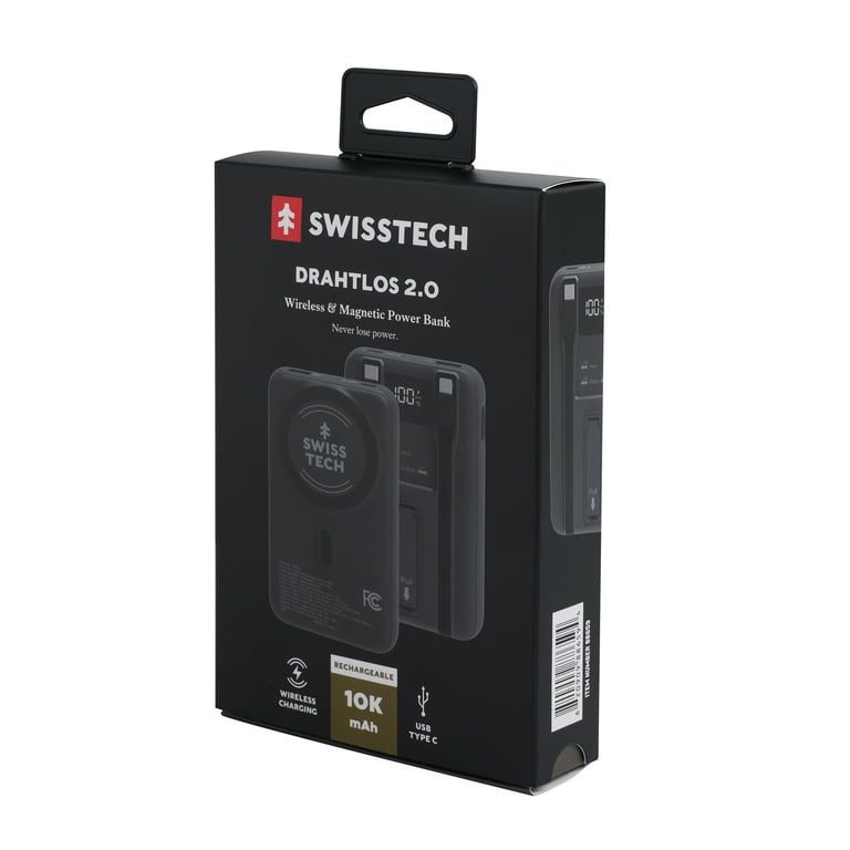 Swiss Tech 10000mAh wireless magnetic power bank, fast charging