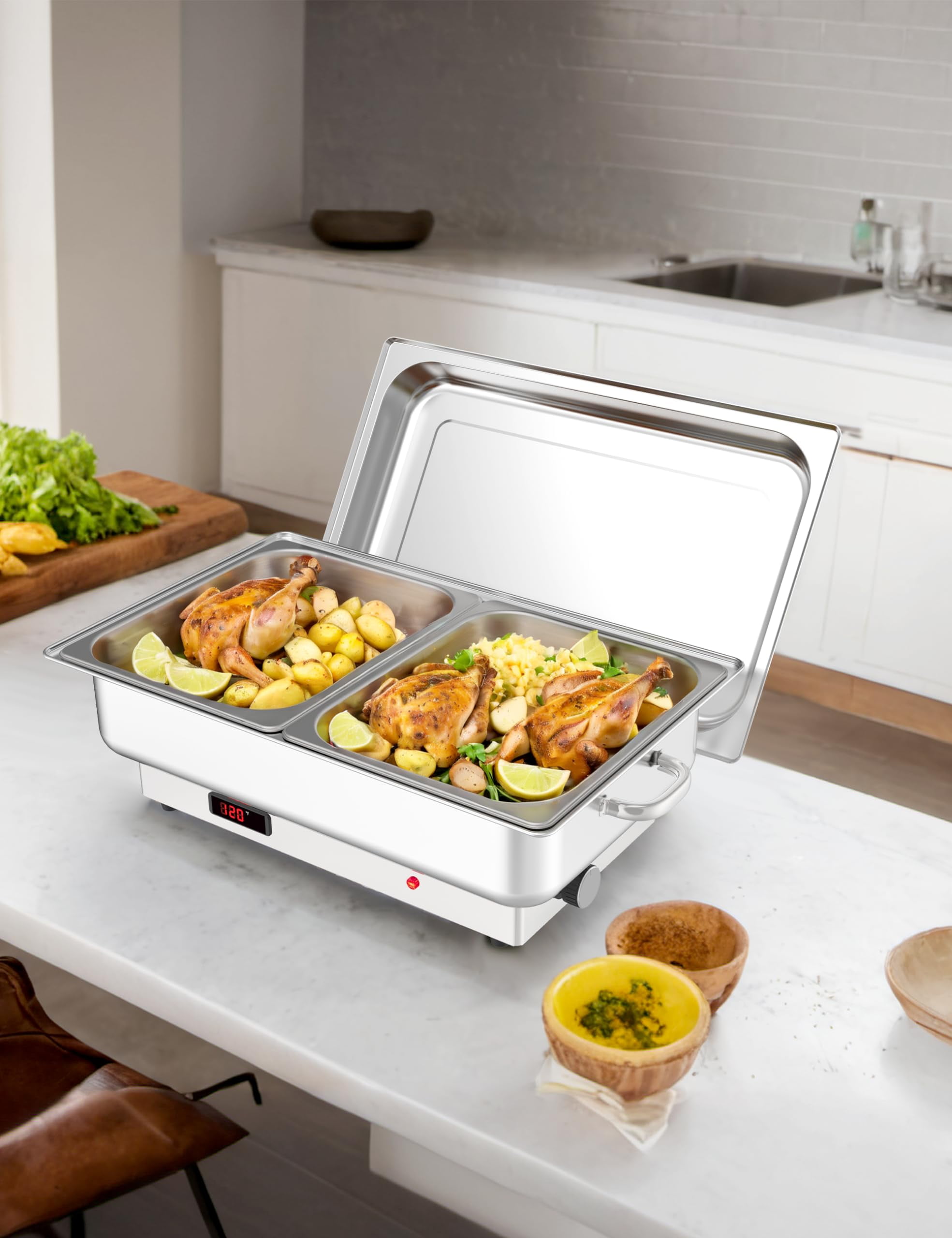 Riedhoff 2 Pack Electric Chafing Dish Buffet Set,2x4.5QT Food Servers and Warmers,for Weddings