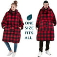 thumbnail image 5 of PAVILIA Wearable Blanket Hoodie for Women Men, Oversized Hoodie Sweatshirt Blanket, Hooded Sweater Blanket Neck Warmer, Fleece Soft Hug Sleep Pod Adult, Cozy Warm Plush Gift Idea Mom Wife, Checker Red, 5 of 7