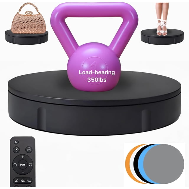 JAYEGT Motorized Rotating Display Stand, 360 Degree Electric Rotating Turntable for Photography Products Display,Live Video Show,Remote Control Angle, Speed (Black, 11.8inch / 300Lbs Load,Wired)