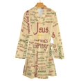 thumbnail image 4 of Jesus, Biblical References Night Robe Long Sleeve V Neck Robe With Belt Women's Sleepwear Dresses, 4 of 9