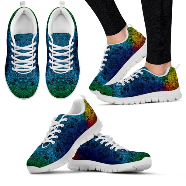 Zapatos de marca con diseños de atrapasueños degradados, calzado bohemio con cordones, zapatillas deportivas moradas, zapatillas de moda para mujer