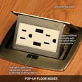 thumbnail image 2 of Leviton Boîte de Sol Pop-Up avec Réceptacle USB Type A Double, 20 Ampères, PFUS2-0BR, Laiton, 2 of 4