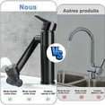 thumbnail image 3 of Grifo mezclador para lavabo Grifo mezclador para lavabo alto, rotación de 360 grados - Manguera incluida (negro), 3 of 5