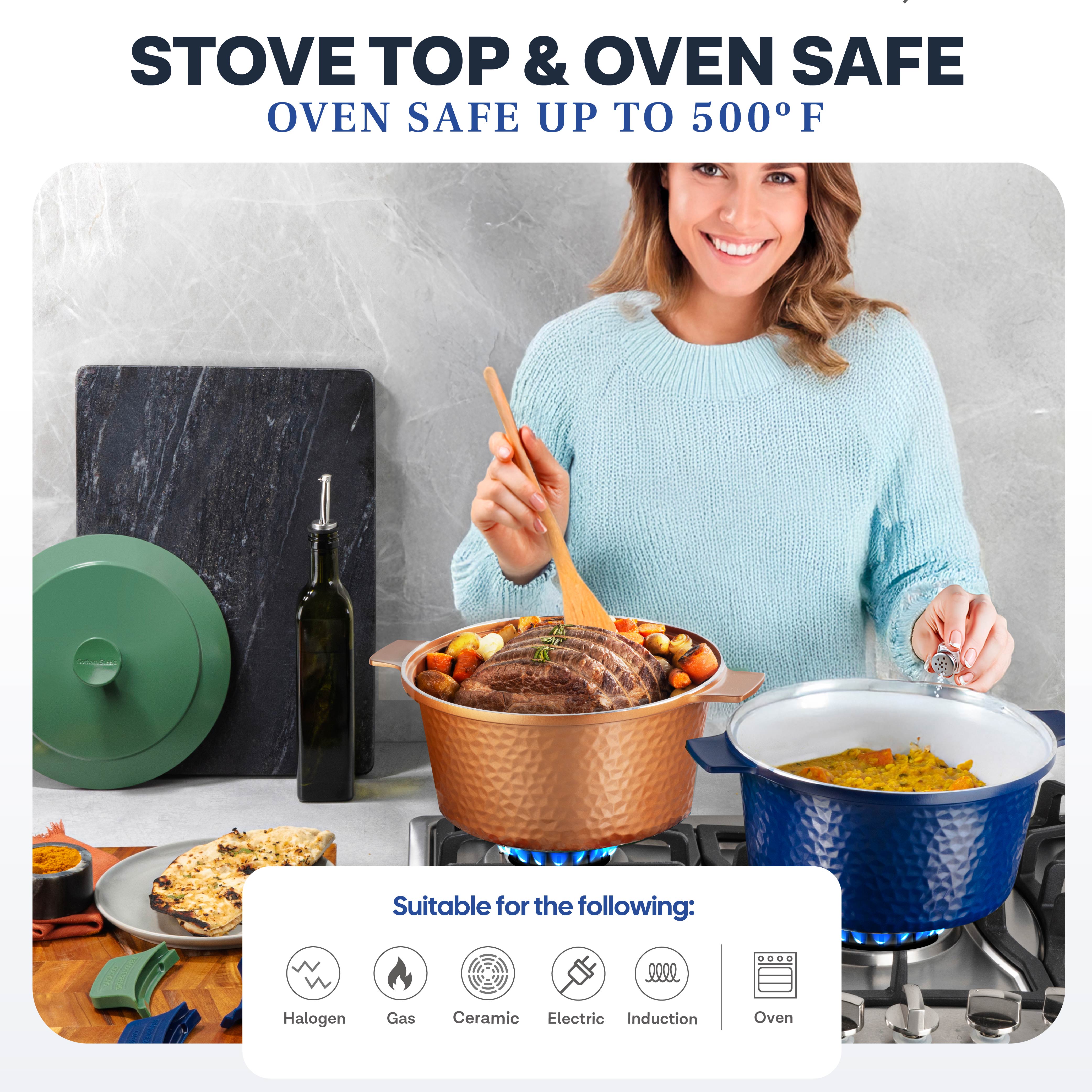 Gotham Steel Ceramic Hammered 5-Qt Dutch Oven with Lid, Navy photo 3